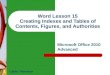 Word  Lesson  15 Creating Indexes and Tables of Contents, Figures, and Authorities