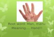 Root word: Man,  manu