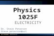 Physics 1025F ELECTRICITY