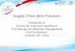 Supply Chain Best Practices Presented to Society for Arkansas Healthcare