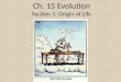 Ch. 15 Evolution Section 1: Origin of Life