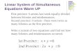 Linear System of Simultaneous  Equations Warm UP