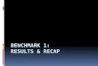 Benchmark 1:  Results & Recap