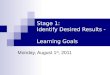 Stage 1:  Identify Desired Results -  Learning Goals