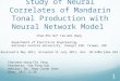 Study of Neural Correlates of Mandarin Tonal Production with Neural Network Model