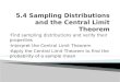 5.4 Sampling Distributions and the Central Limit Theorem