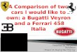 A Comparison of two cars I would like to own: a Bugatti Veyron  and a Ferrari 458 Italia