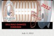 2012 RULE CHANGES OVERVIEW