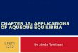 Chapter 15: Applications of Aqueous Equilibria