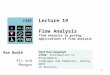 Lecture  19 Flow Analysis flow analysis in prolog;  applications  of flow analysis