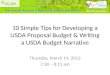 10 Simple Tips for Developing a USDA Proposal Budget & Writing a USDA Budget Narrative