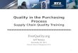 Quality in the Purchasing Process Supply Chain Quality Training