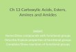 Ch 13 Carboxylic Acids, Esters, Amines and Amides