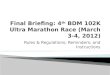Final Briefing: 4 th  BDM 102K Ultra Marathon Race (March 3-4, 2012)
