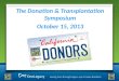 The Donation & Transplantation Symposium October 15, 2013