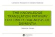 The Knowledge Translation Pathway for timely Diagnosis of Dementia
