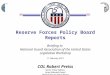 Reserve Forces Policy Board Reports Briefing to  National Guard Association of the United States
