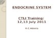 ENDOCRINE SYSTEM CTLI Training :  12,13 July 2011 H.C.Adonis