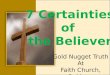 7 Certainties of  the Believer