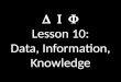 D I F Lesson 10: Data, Information, Knowledge