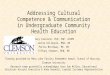 Addressing Cultural Competence & Communication in Undergraduate Community Health Education
