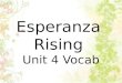 Esperanza  Rising  Unit 4 Vocab