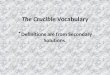 The Crucible  Vocabulary * Definitions are from Secondary Solutions