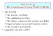 Topic 4 (Ch. 9)  The Capital Asset Pricing Model (CAPM)