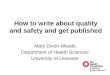 How to write about quality and safety and get published