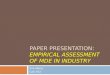 Paper presentation: empirical assessment of MDE in industry