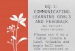 DQ 1: Communicating Learning Goals and Feedback