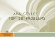 APA STYLE:  Top 10 Problems