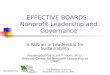 EFFECTIVE BOARDS:  Nonprofit Leadership and Governance