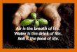 Air  is the  breath  of life,  Water  is the  drink  of life,  Soil  is the  food  of life