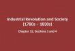 Industrial Revolution and Society (1780s – 1830s)