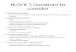 BLOCK 2 Questions to consider