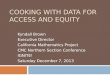Cooking with Data for Access and Equity