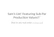 Sam’s List! Featuring Sub-Par  Production Values!!`