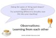 Observations:  Learning from each other RACHEL APPLEBY IH Barcelona 2013