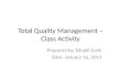 Total Quality Management – Class Activity