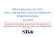 Affordable Care Act 101: What  T he Health Care Law Means for Small Businesses