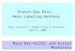 Status-Quo Bias:   Mere Labeling Matters State University – Higher School of Economics June 4, 2009