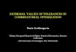 EXTREMAL VALUES OF TOLERANCES IN COMBINATORIAL OPTIMIZATION