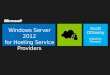Windows Server 2012 f or Hosting Service Providers