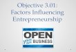 Objective 3.01: Factors Influencing Entrepreneurship