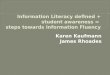 Information Literacy defined + student awareness =  steps towards Information Fluency