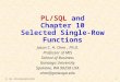 PL/SQL  and Chapter 10 Selected Single-Row Functions