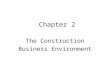 Chapter 2 The Construction Business Environment. Key Terms Addenda Agency CM Agreement American Institute of Architects (AIA)