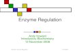 11/12/2009Biochem: Enzyme Regulation Enzyme Regulation Andy Howard Introductory Biochemistry 12 November 2008
