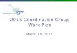 2015 Coordination Group Work Plan March 10, 2015